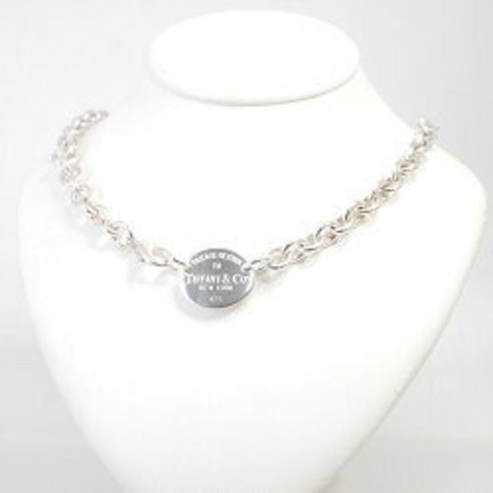 Tiffany Co to oval chain link choker necklace sterling silver Polished